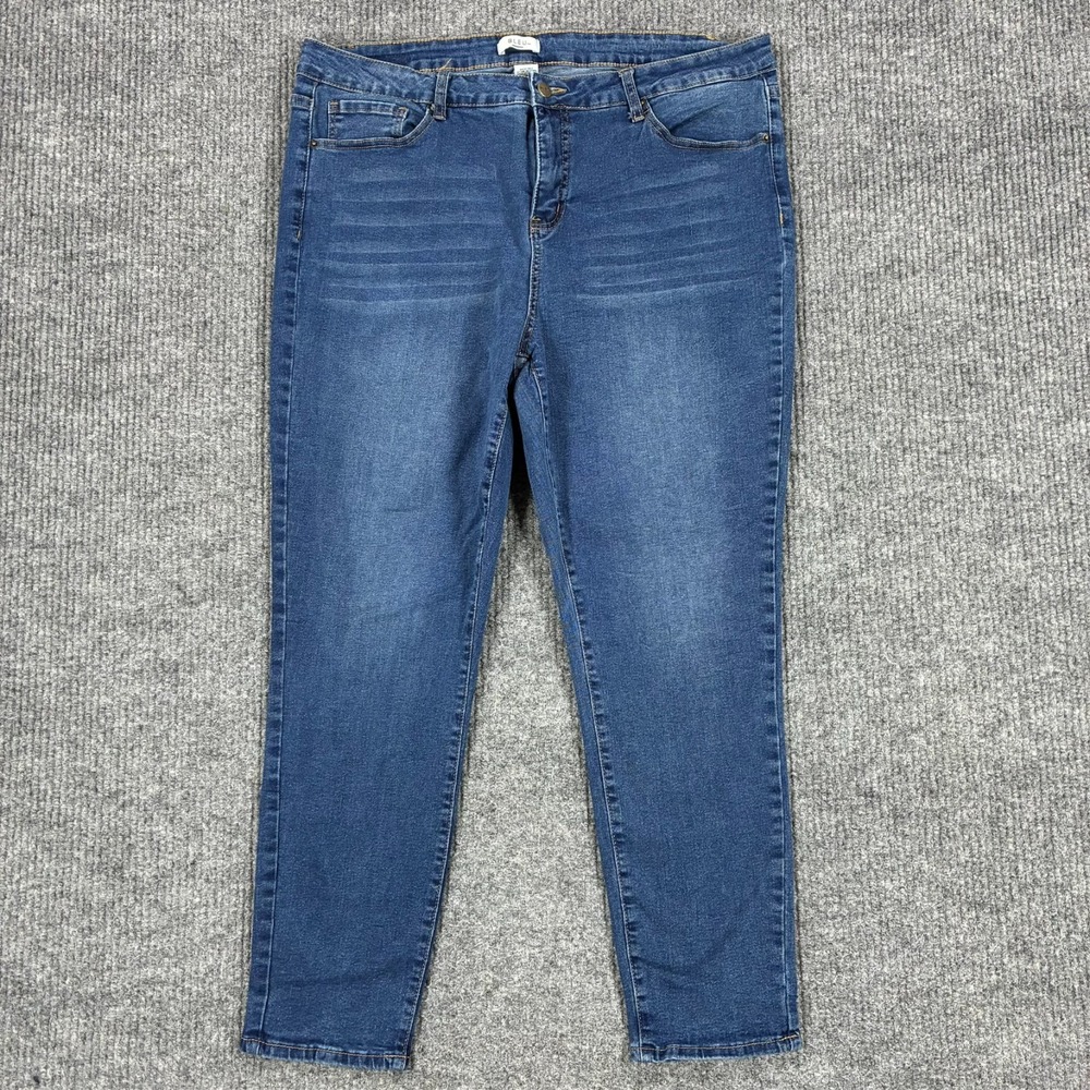 Bleu Womens Skinny Jeans Plus Size 20W Blue Denim Stretch High Rise Casual